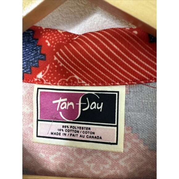 Vintage Tan Jay Woman 14 Red Button Shirt 70s Mod Disco Hipster - Picture 2 of 5